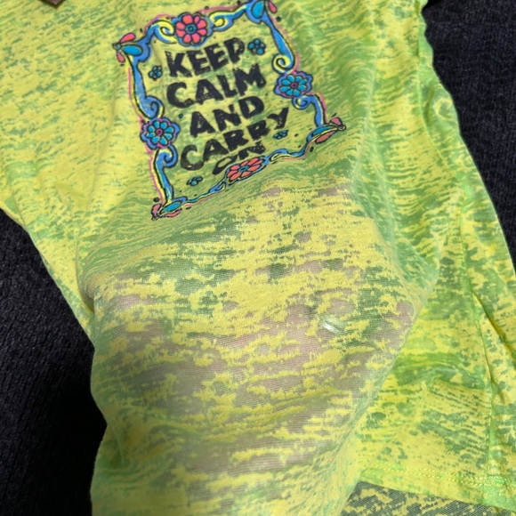 NWT - Natural Life brand “Keep calm and carry on” lime green tshirt size M - Picture 4 of 4